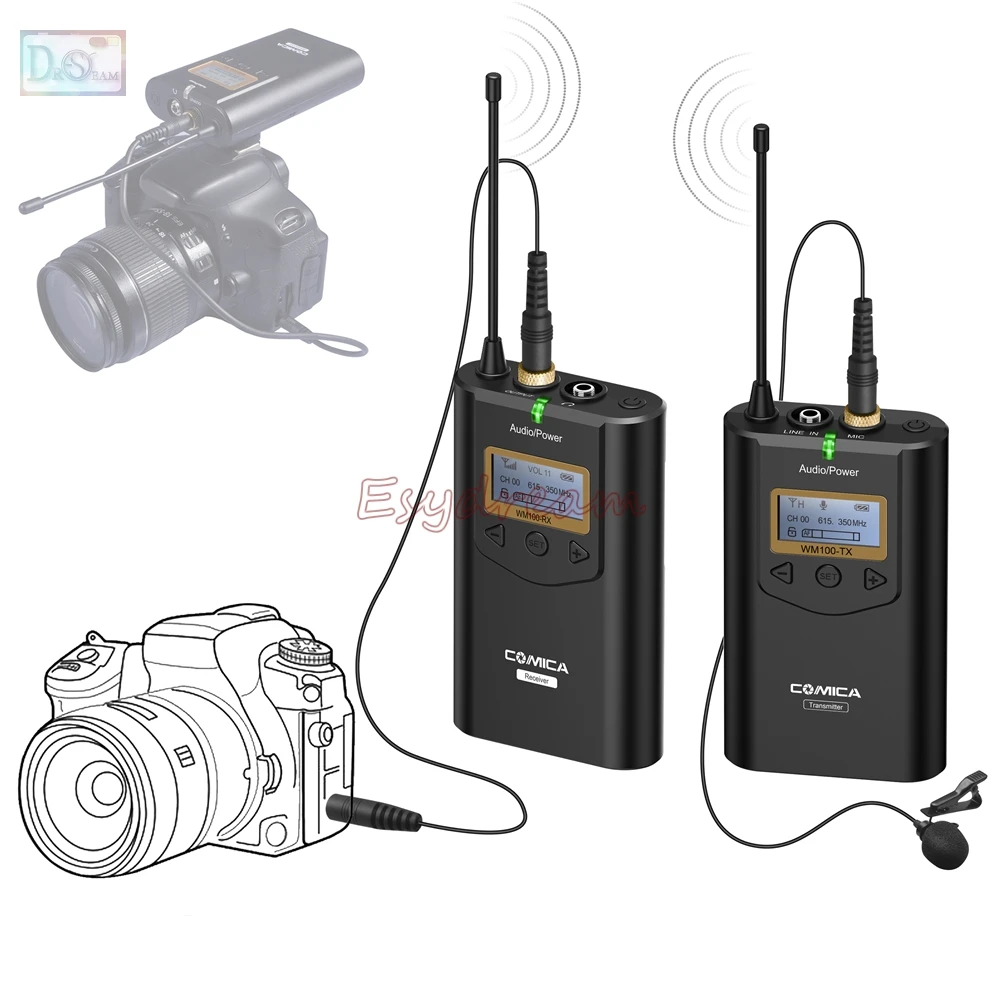 

COMICA CVM-WM100 UHF 48 Channel Omni-directional Wireless Lavalier Waist Microphone MIC for 5D Mark IV III II Panasonic GH5 GH4