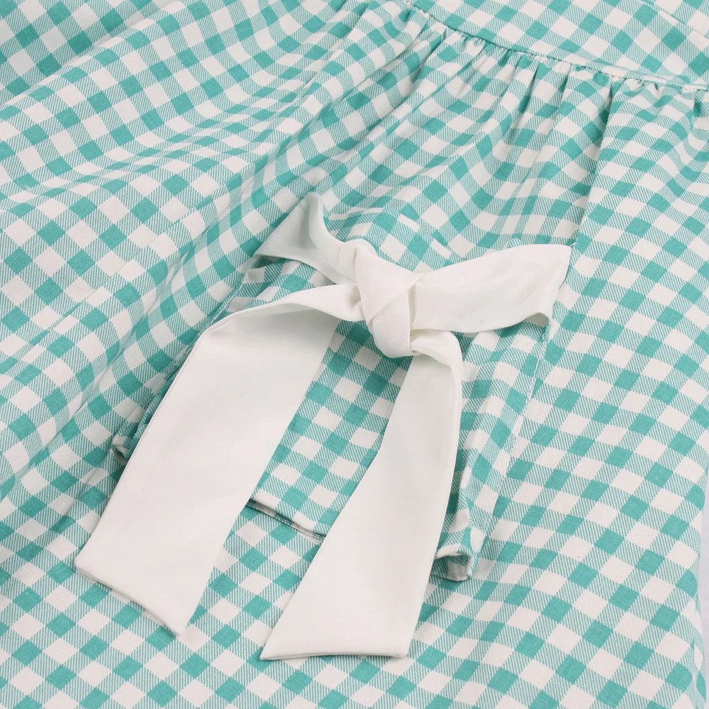 Женское винтажное платье в клетку с бантом и карманами|Платья| |