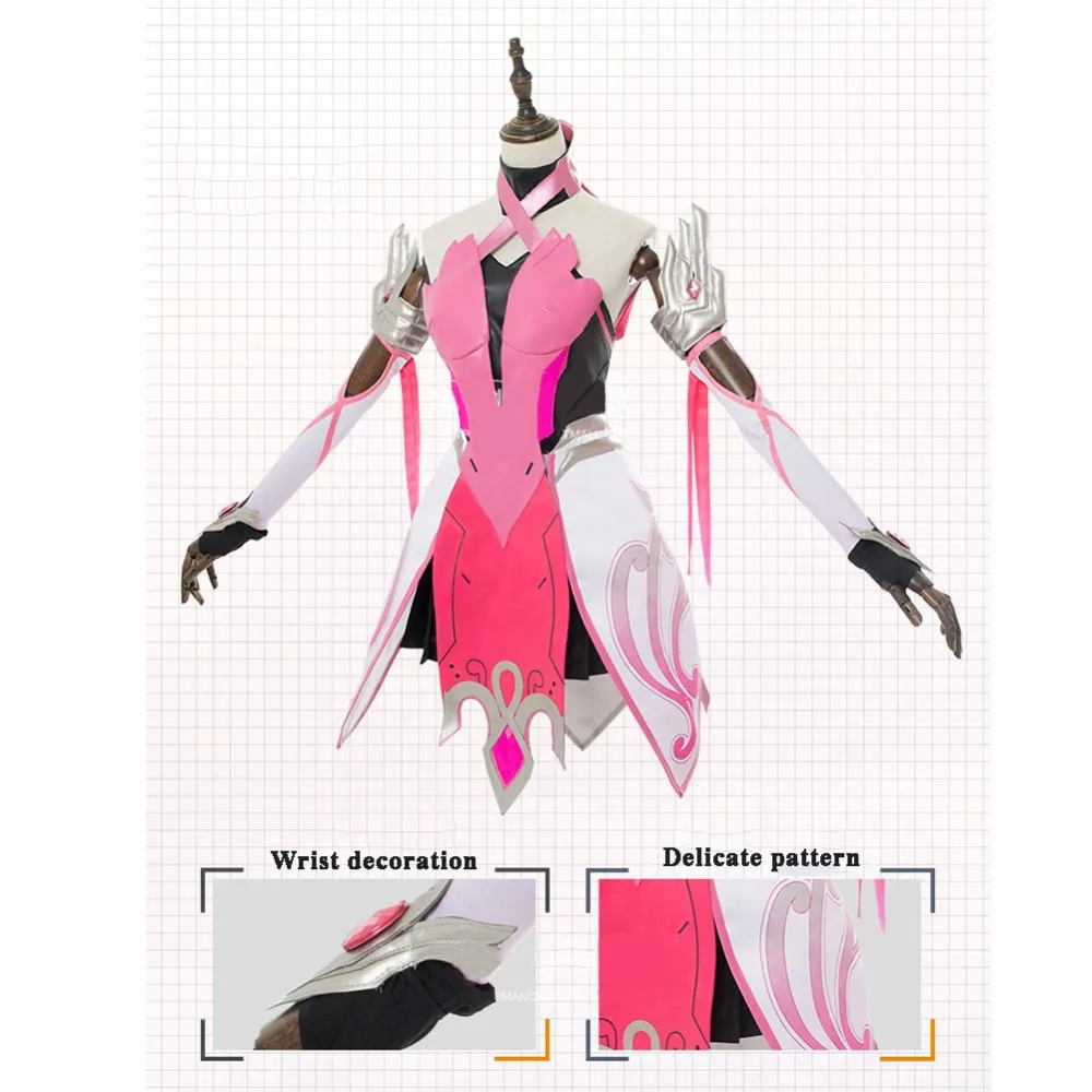 Бесплатная доставка косплей костюм розового ангела OW D.VA розовый ангел Униформа
