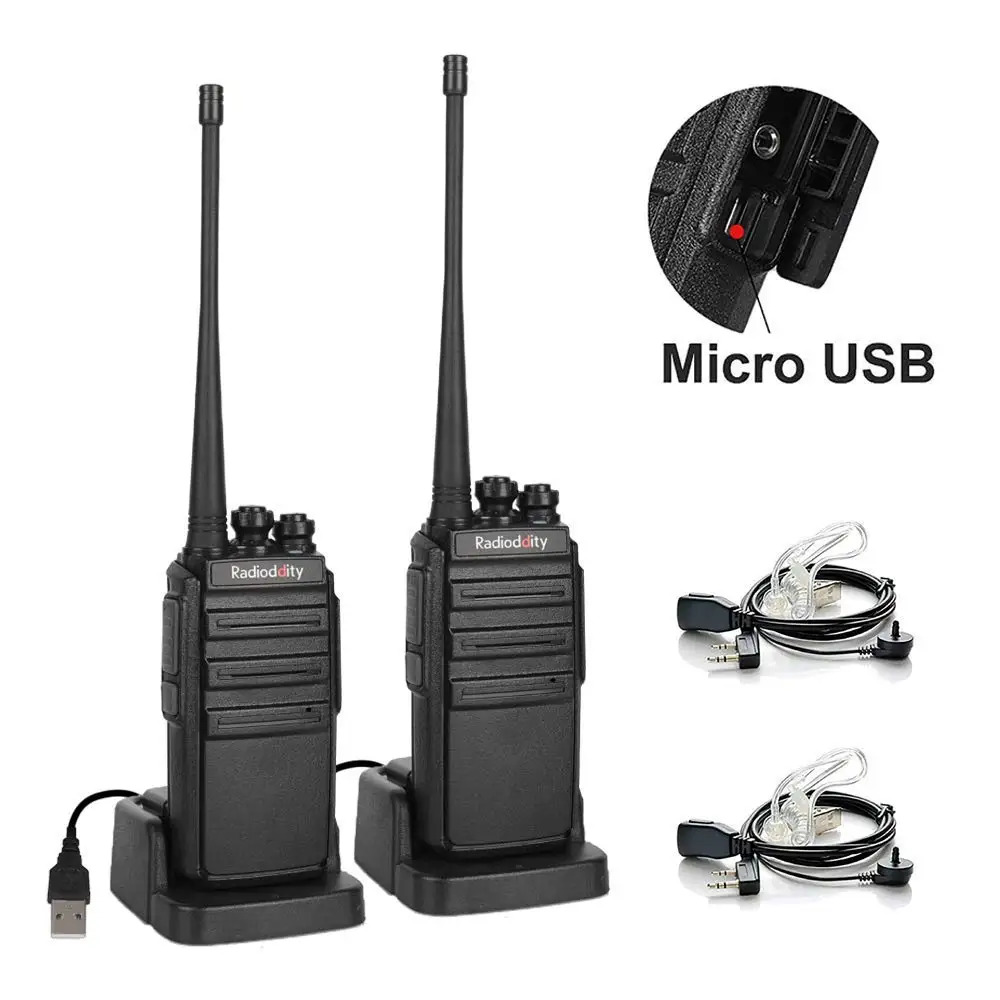 

2 pcs Radioddity GA-2S UHF Two Way Radio 16CH Rechargeable VOX Long Range Walkie Talkie Micro USB Charing with Charger+Earpiece