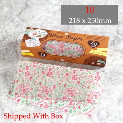 50Pcs/Lot Wax Paper Food-grade Grease Paper Food Wrappers Wrapping Paper for Bread Sandwich Burger Fries Oilpaper Baking Tools - Цвет: 10 With Box