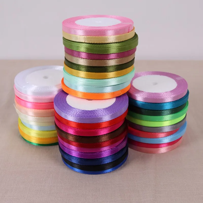 6mm 60colors choose 25 Yards Silk Satin Ribbon , Wedding decorative ribbons, gift wrap, DIY