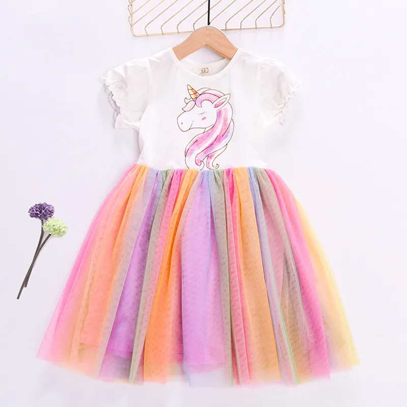 Summer Girls Unicorn Dress Children Rainbow Butterfly Princess Birthday Party Dress Kids Wedding Carnival Dresses Baby Vestidos (6)