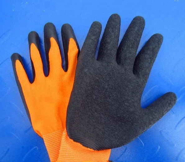 

Wear resistant nylon gloves wrinkles anti-skid gum dipping coated palm site PPE film bag mail