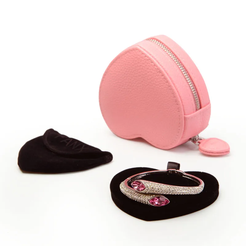 Oirlv Luxury Heart Shape Leather Jewelry Box With Zipper For Ring Earring Necklace Charms Bracelet Collection Gift Box Packaging Jewelry Packaging