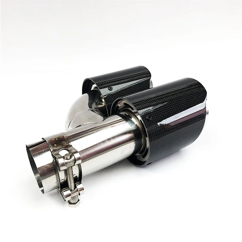 

In 2.5" Out 3.5" Glossy Carbon Fiber Stainless Exhaust Tip for Audi A6 A7 A5 GTI carstyling Dual Pipe Right Exhaust Tail Muffler