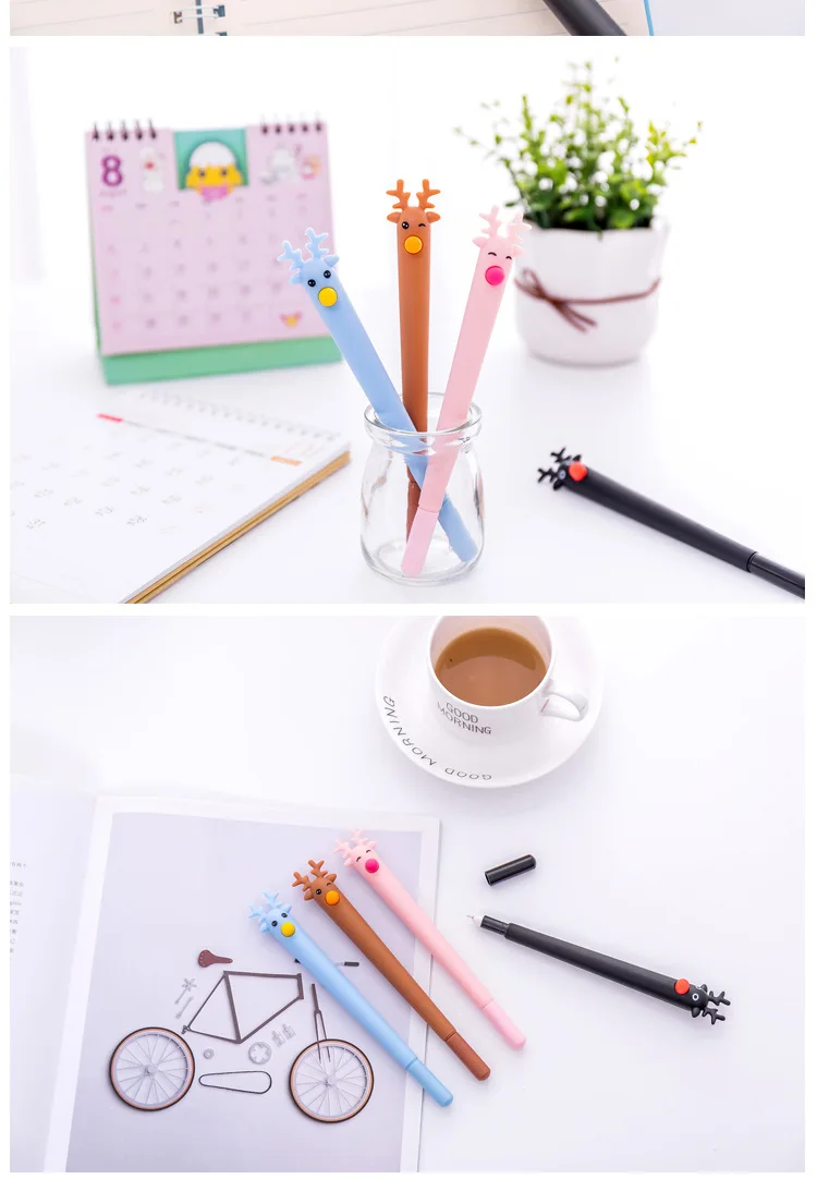Милые черные чернила 0,5 мм каваи крестины олень стираемые ручки для школы офисные Детские Подарочные канцелярские товары оптом
