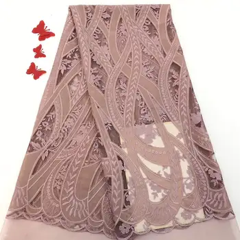 

New design 3D Laser sequins lace fabric Tulle High Quality French Lace Fabric beads Mesh Dress For women Lace Fabric 5yards