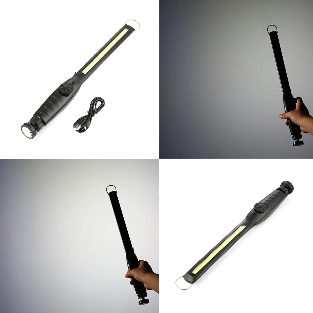 

USB Rechargeable Portable COB Flashlight Torch LED Work Light Hook Hanging Lamp For Car Repairing