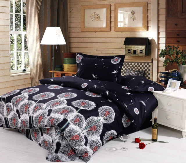 Black White Dandelion Printed Bedding Full Queen Size Comforter Black White Dandelion Printed Bedding Full Queen Size Comforter Sets Egyptian Cotton 600tc S Bedroom