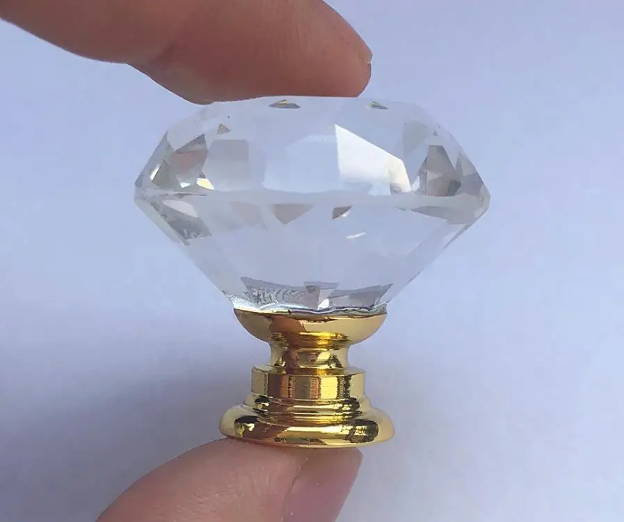 THGS 10 шт. 30 мм Алмазный кристалл вытяжной ящик со стеклянной дверью Мебельная ручка с резьбой SJ-1003 - Цвет: Белый
