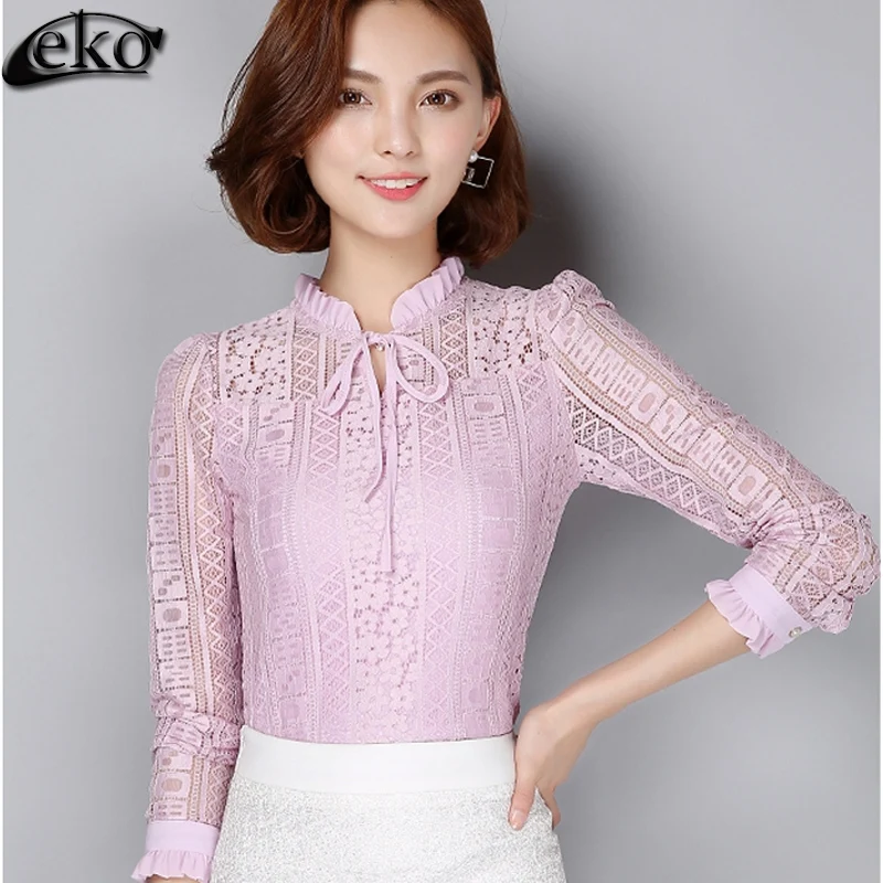 Aliexpress.com : Buy Women Lace Blouses 2016 Korean Autumn Fashion Long ...