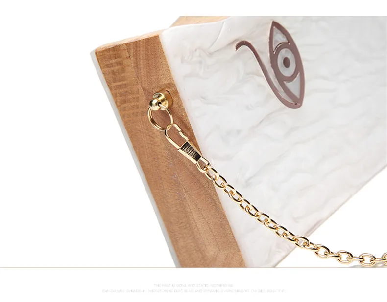 Деревянная индивидуальная комбинированная белая акриловая Ретро уникальная жесткая вечерняя сумочка с половинным лицом, Роскошная сумочка-клатч