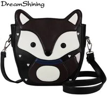 DreamShining New Lovely Cartoon Fox Women Messenger Bags Top Quality Sweet Women Pu Leather Handbags Campus