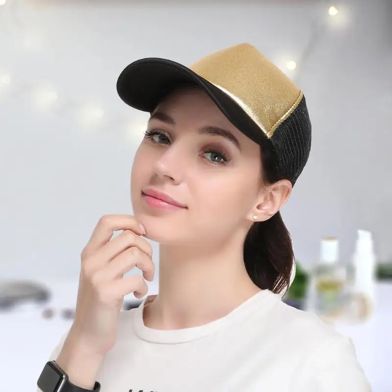 Бейсбольные кепки Ponytail для мужчин и женщин, летние повседневные уличные сетчатые кепки с блестками
