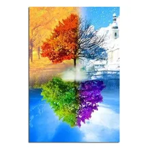 Quatre Saisons Arbre Vente Chaude Diamant Broderie, Diamant Peinture Point De Croix, Image De Strass Carré Plein Mosaïque Kits