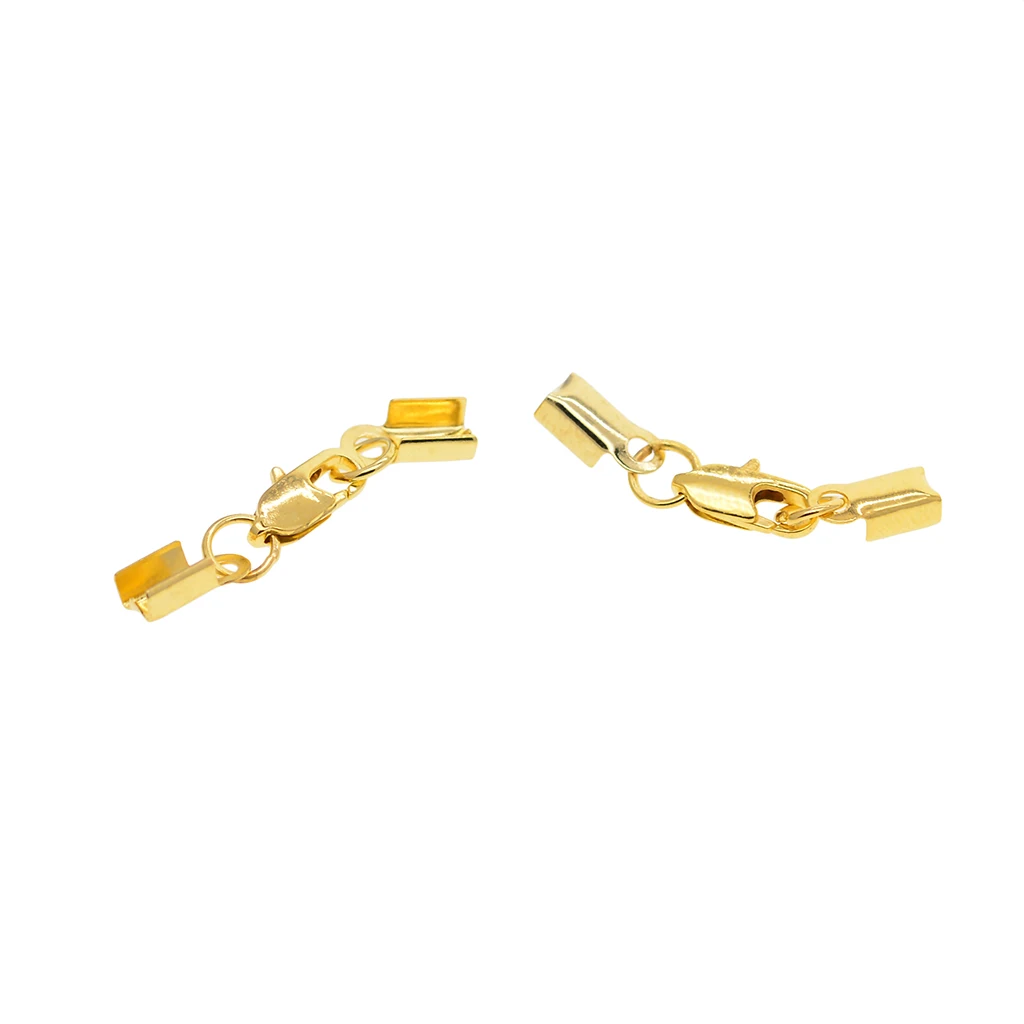 12 Sets Fold Over Crimp Cord End Cap Clips Bail Tips Connector Lobster Clasp DIY Jewelry Accessories