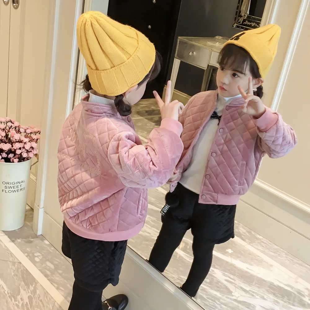 Детская одежда г. корейское теплое бархатное пальто для маленьких девочек Милая Детская куртка одежда для маленьких девочек Детский пуховик Верхняя одежда для малышей