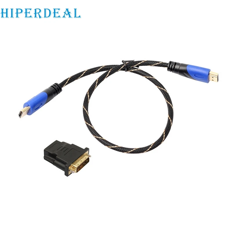 HIPERDEAL Mecall Плетеный HDMI-кабель + адаптер DVI HD 3D для PS3 Xbox HDTV метров 1080P DF 0 5 м Прямая