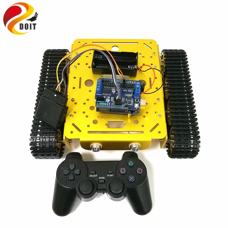DOIT Wireless Handle Control Smart Robot Tank Car Chassis with UNO R3 Board+Motor Drive Shield Board for DIY Competition