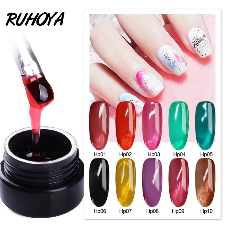 Ruhoya Stained Glass Esmalte Permanente Uv Color Gel Nail Polish Jelly Gel Lacquer Gel Nail Varnish Crystal Amber