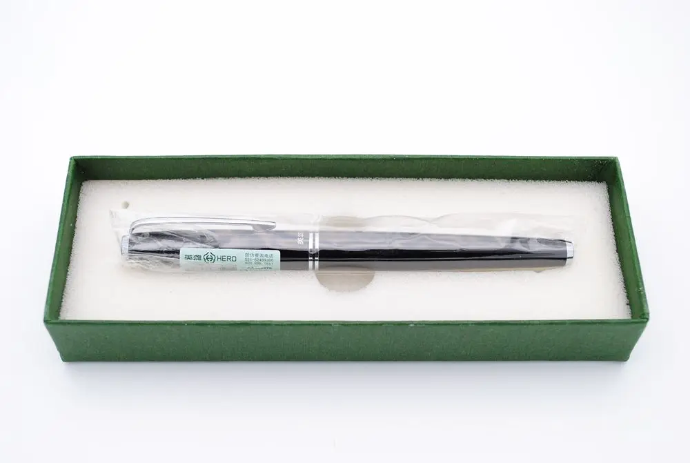 Hero 373 Metal China Fountain Pen Push Fine Nib 0.5mm Office Writing Gift Black 