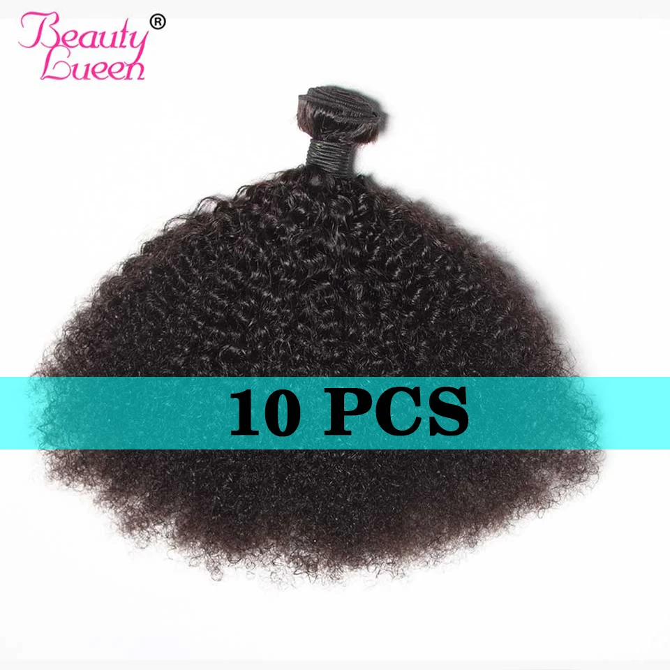 

Beauty Lueen Hair Afro Kinky Curly Hair Brazilian Hair Weave Bundles 10 Pcs Nature Color Non Remy Human Hair Extensions