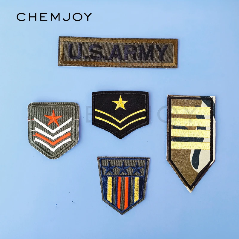 

Military Embroidered Camouflage Patches Iron on Army Star Chevron Rank Applique Badges Clothing Stickers Tactical Uniform Patch