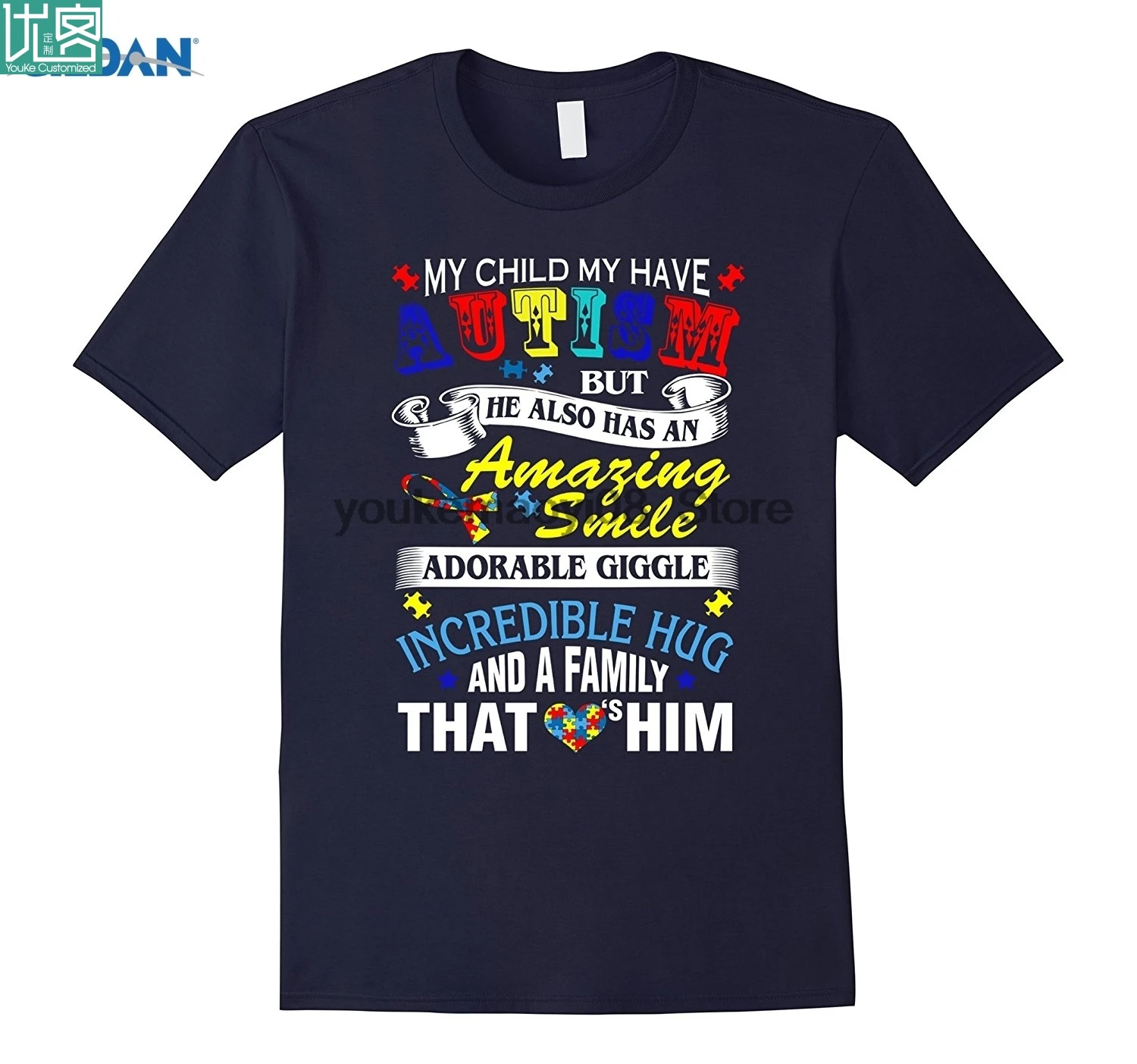 

Cotton O-neck printed T-shirt Autism awareness shirts for dad and mom for men