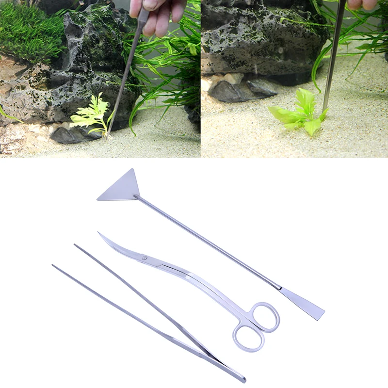

3in1 Aquarium Aquatic Live Plants Maintenance Tweezers Scissors Leveler Tool Kit