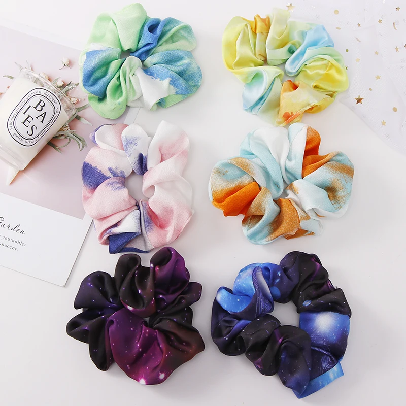 Женские Элегантные шифоновые резинки для волос с цветочным принтом, милое кольцо-повязка для волос, модные аксессуары для волос