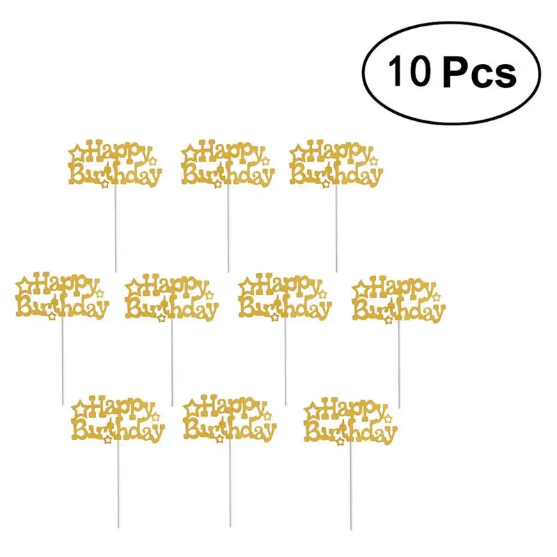 

10 Pcs Happy Birthday Dessert Cake Decorations Cake Topper Party Supplies
