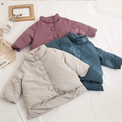 

Boys Girls Parkas Kids Korean Style Cotton Warm Winter Jacket for Boy Baby Turtleneck Solid Color Coat Children Autumn Outerwear