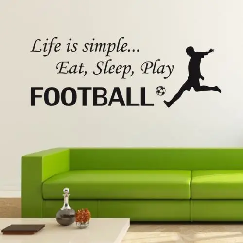 

Виниловые наклейки Life is Simple Eat Sleep Play в футбол, съемные наклейки для украшения дома, гостиной, столовой LA040