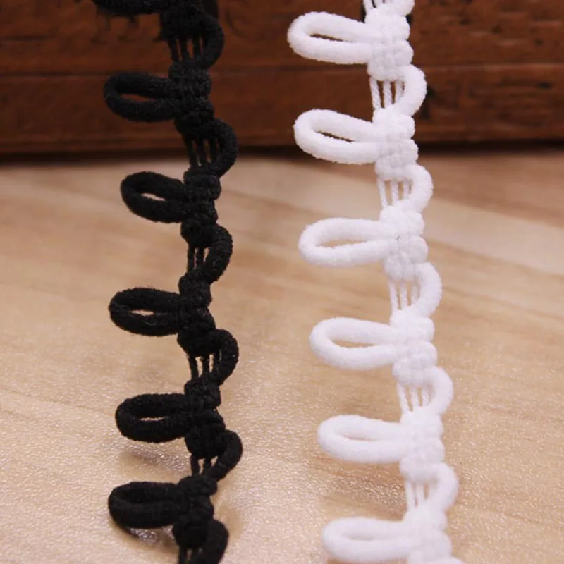 1Pc White Black Bridal Elastic Button Loops Trimming Tape Collar