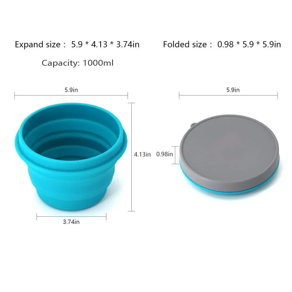 Складные силиконовые bfoldable пищевого силикона миски с крышками BPA Free кемпинг