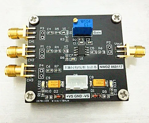 Multiplex adder in phase inverting wideband precision gain
