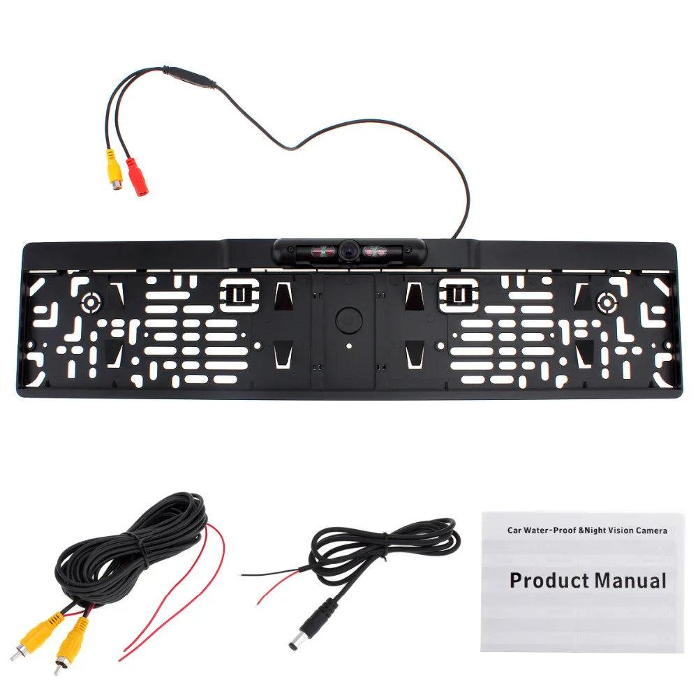 Auto Parktronic EU Car License Plate Frame Rear View Camera HD Night Vision Reverse Backup Rearview Camera with 4 IR Light