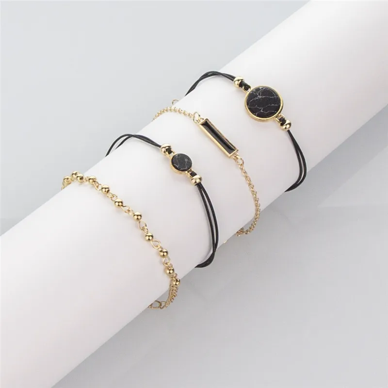 Ahmed богемная цепочка с черными бусинами браслеты для женщин модные компасы золотой цвет цепи браслеты наборы ювелирных изделий подарки