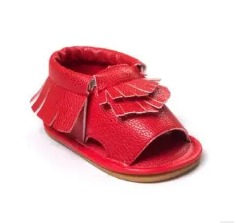 Высококачественные летние кисточкой малыша мягкая обувь детские мокасины дети moccs детская обувь детей сандалии обувь для мальчиков и девочек новинка moccs - Цвет: Красный