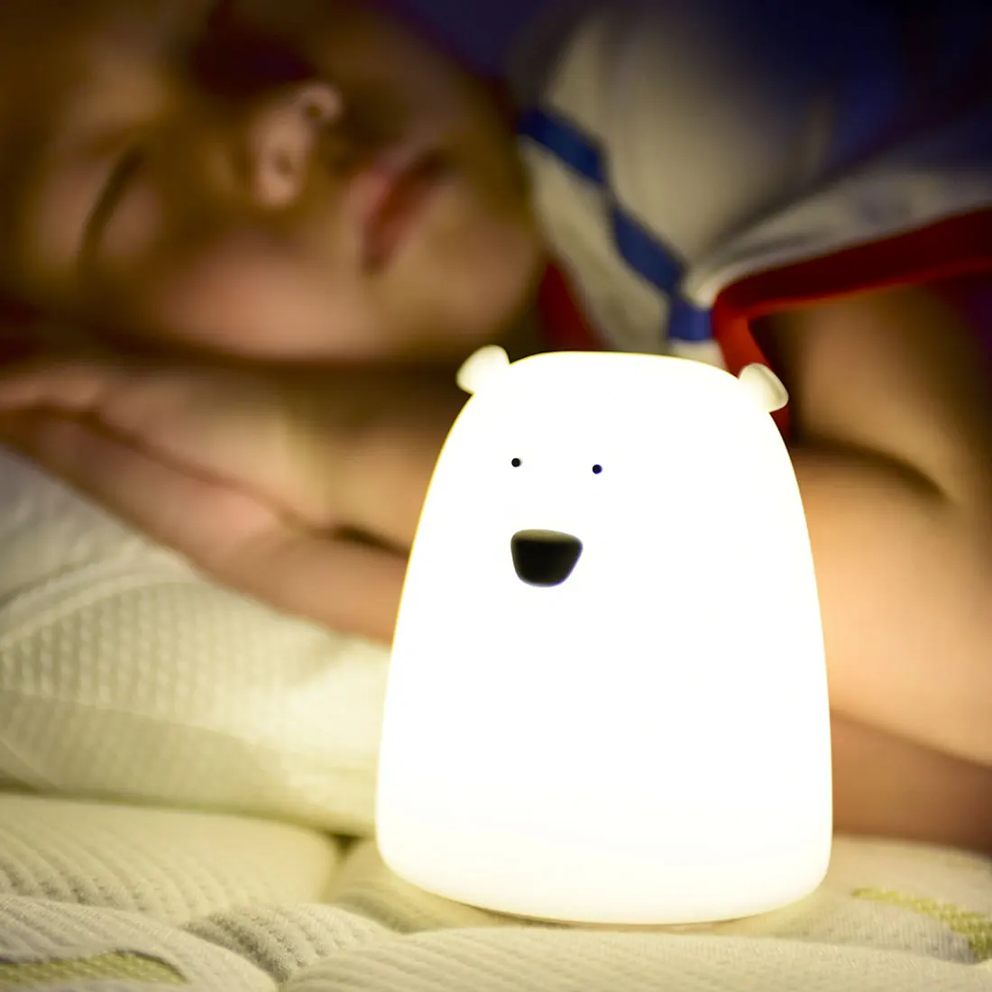  Children Baby Bedroom Night Lamp Cute Bear Silicone LED Night Light Color Changing LED Bedside Ligh - 32877059654