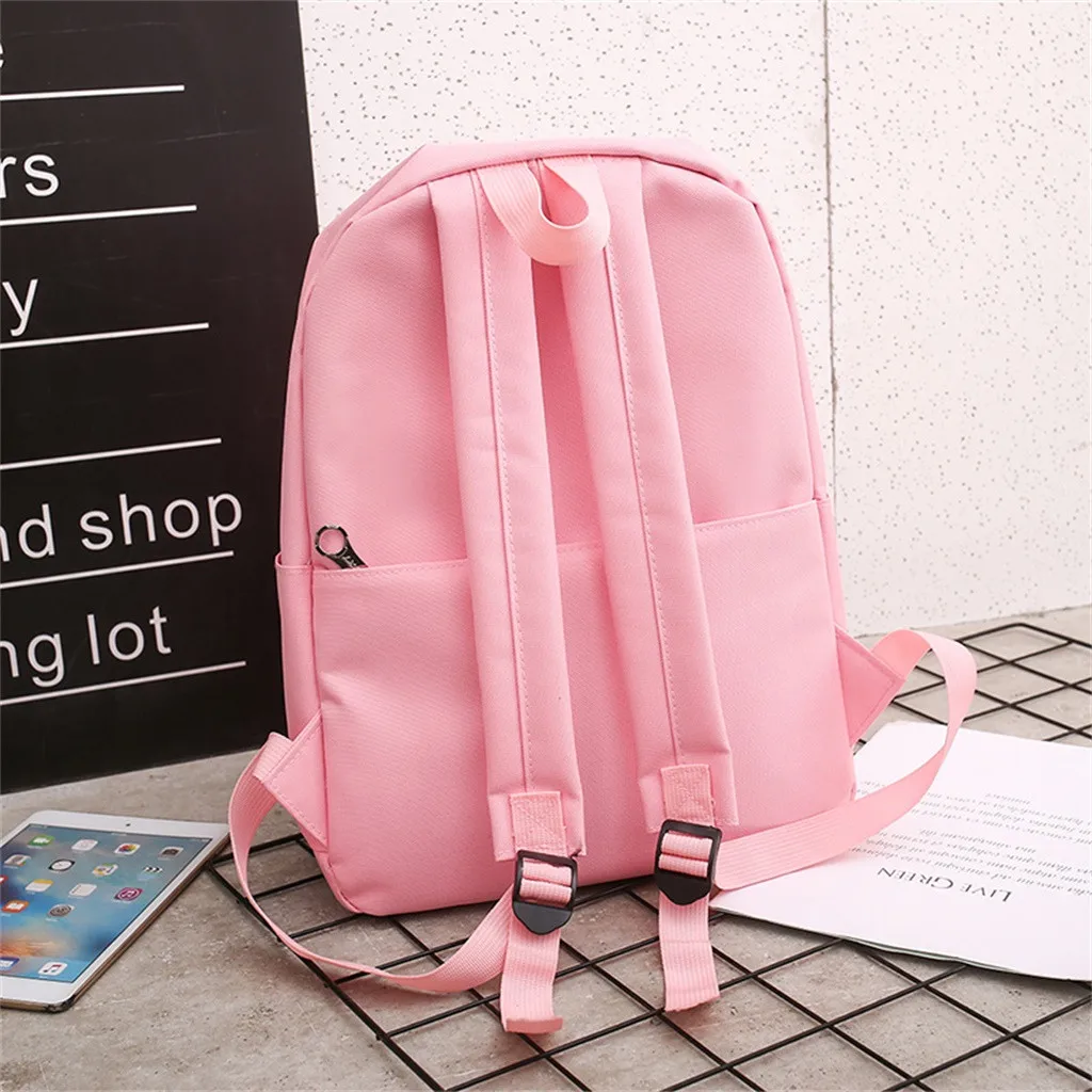 Розовый девичий стиль mochila feminina escolar мультфильм алфавит студенческий Рюкзак Повседневная Большая емкость путешествия 4 шт. набор# 4gh