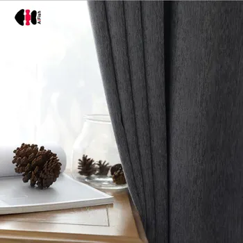 

Solid Chenille Blackout Curtains Living Room Bedroom Study Cotton Polyester French Curtain Rideaux L013C