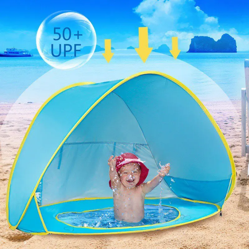 

Baby Beach Tent Sun Awning With Swimming Pool Waterproof Tent Kids Camping Parasol With Storage Bag W8