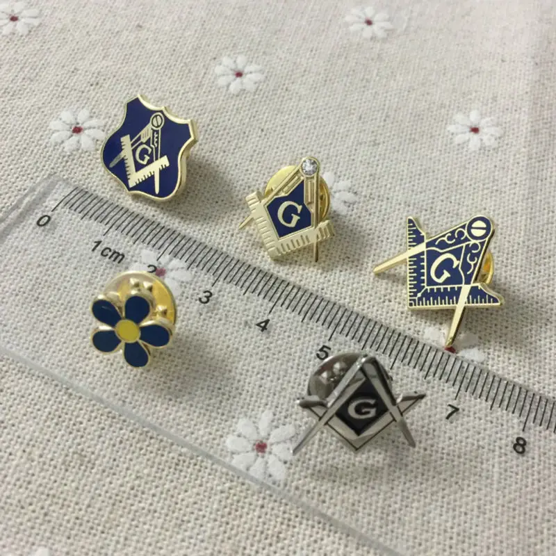 5pcs Different Past Master Small Enamel Brooch Flower Masonic Lodge Tie
