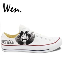 Вэнь белые низкие парусиновые туфли на заказ дизайнерская одночастная Луффи Зоро ручная роспись обувь женские парусиновые кроссовки мужские плимсоллы