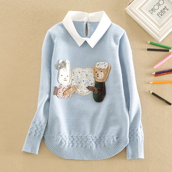 

Children's clothing female child sweater 2016 autumn and winter child pullover child sweater turn-down collar cashmere sweater