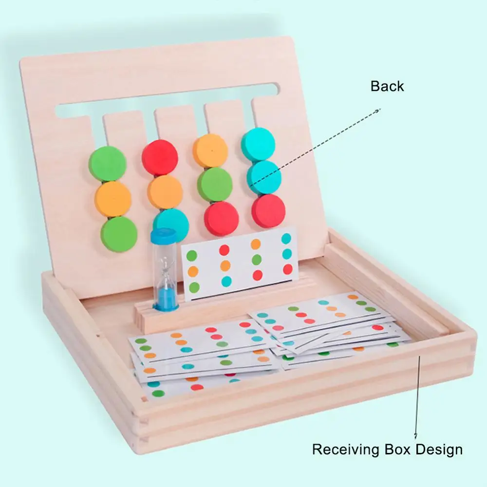 

Wooden Color Shape Pairing Puzzles Activity Board with Hourglass Education Toy