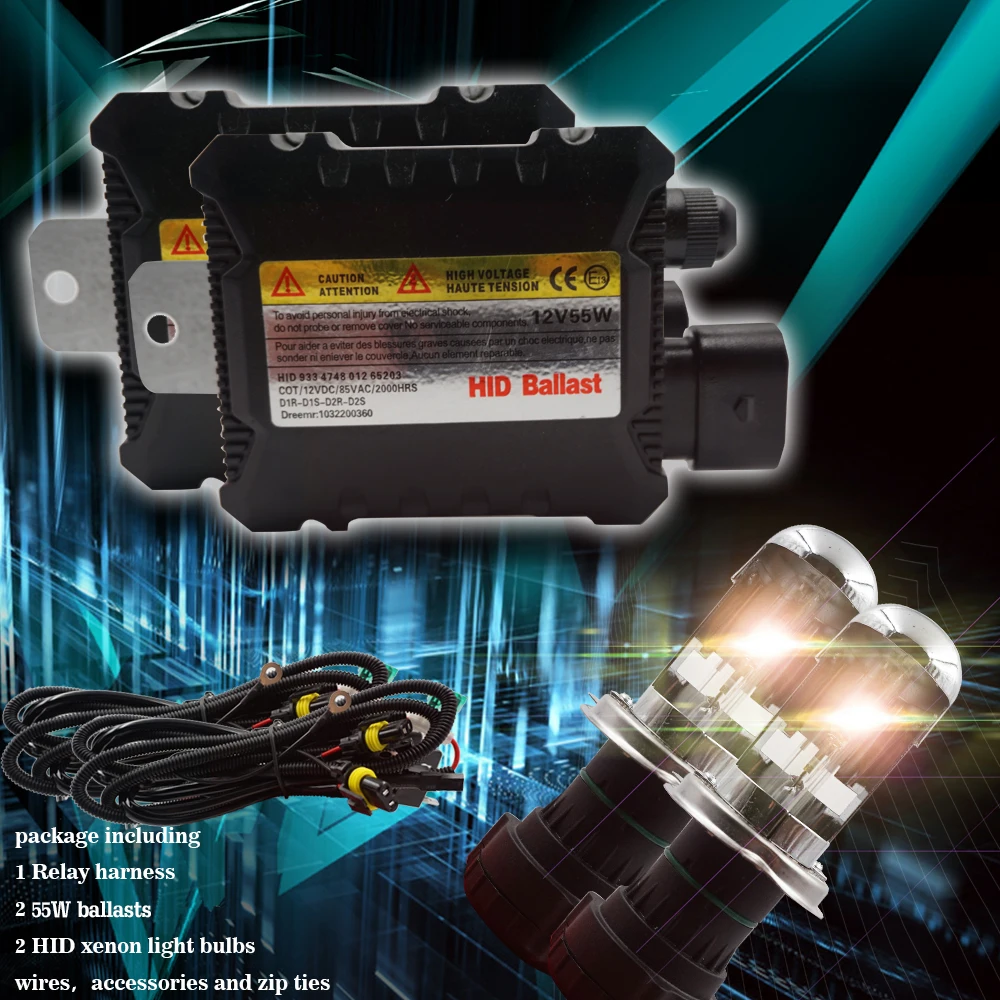 

JGAUT Car Xenon H4 HID DC Headlight KIT H4-2 swing angle H4-3 Telescopic 12V 110W Fog Light Automobile Hi/Lo Beam 3000K-12000K