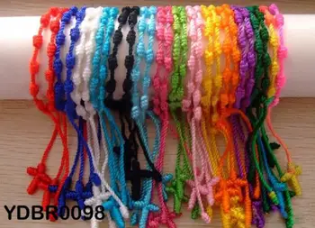 

36pcs/lot Mix colors Knotted Rosary Cross Bracelet wholesale handmade - DECENARIO BRACELETS free shipping